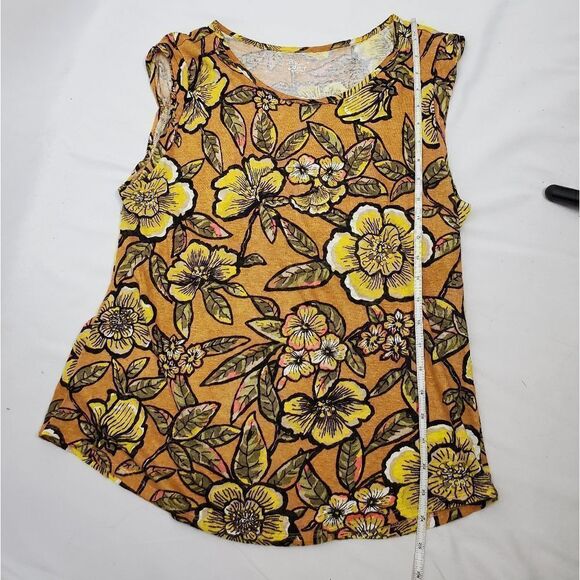 LOFT linen bold retro floral print‎ sleeveless shell top blouse M - Picture 9 of 10